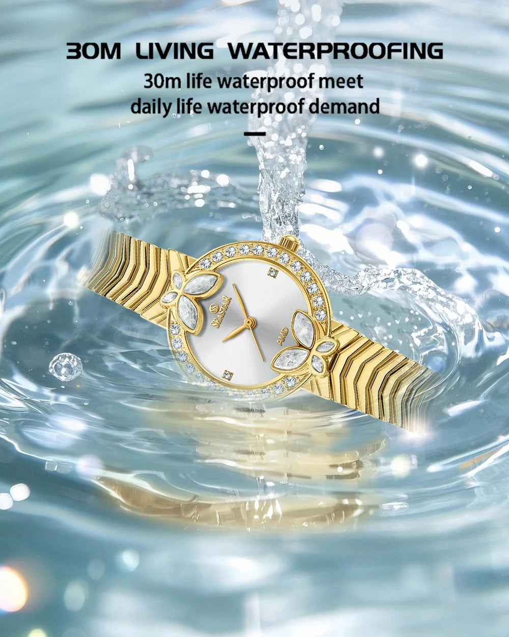 Seastar SS-2424L – Women's Luxury Gold Chain Crystal Dial Watch