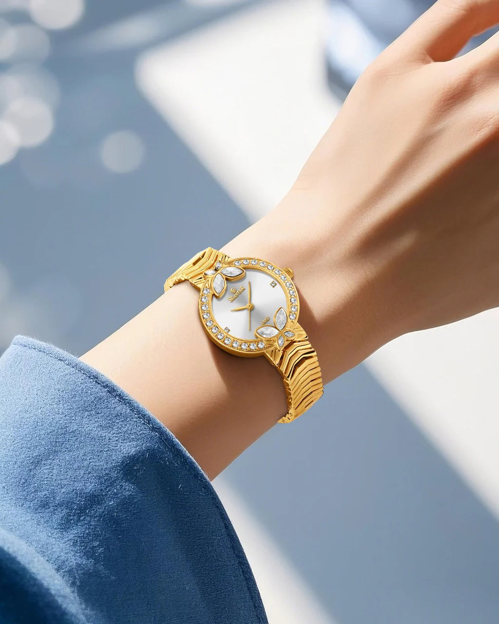 Seastar SS-2424L – Women's Luxury Gold Chain Crystal Dial Watch