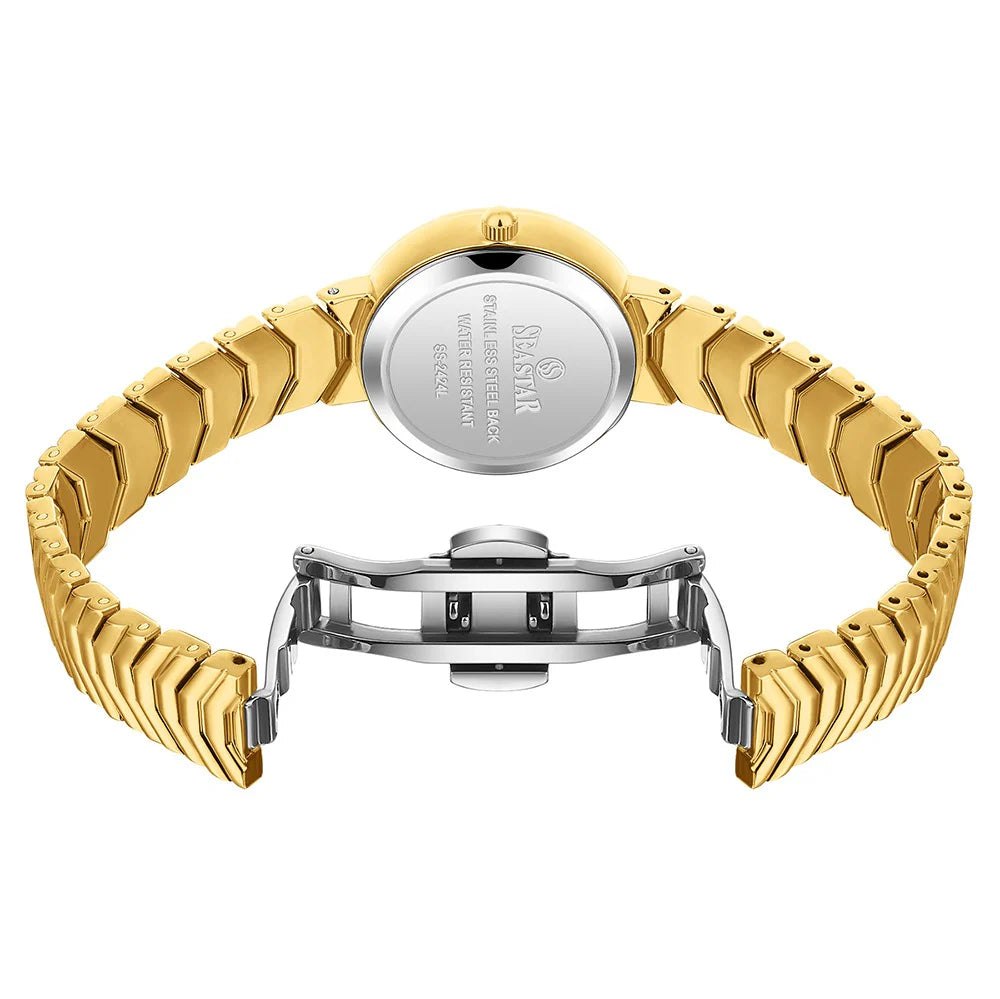 Seastar SS-2424L – Women's Luxury Gold Chain Crystal Dial Watch