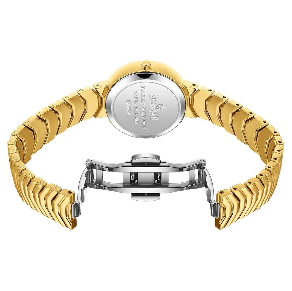 Seastar SS-2424L – Women's Luxury Gold Chain Crystal Dial Watch