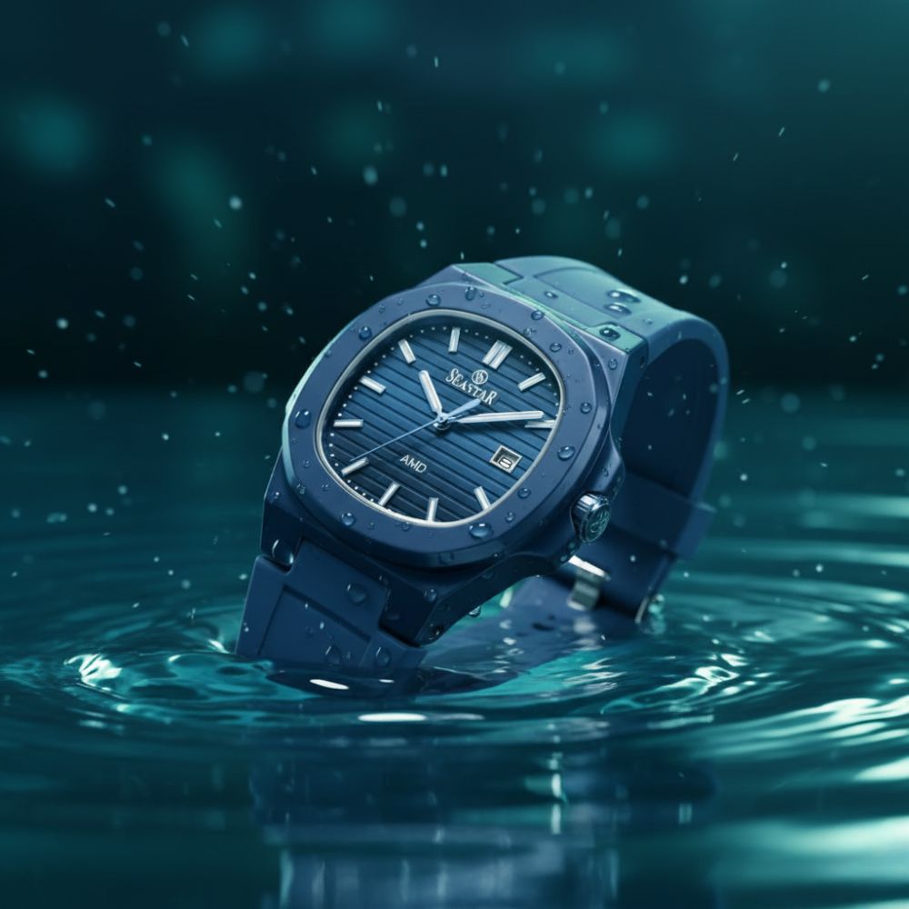 SEASTAR SS-2443M Men's Silicone Strap Analog Watch