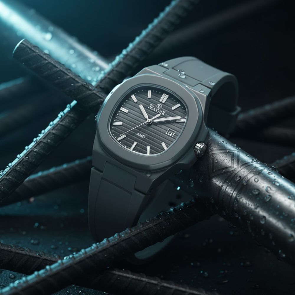 SEASTAR SS-2443M Men's Silicone Strap Analog Watch