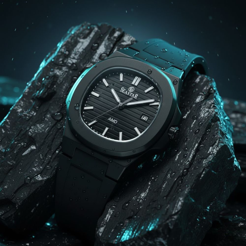 SEASTAR SS-2443M Men's Silicone Strap Analog Watch