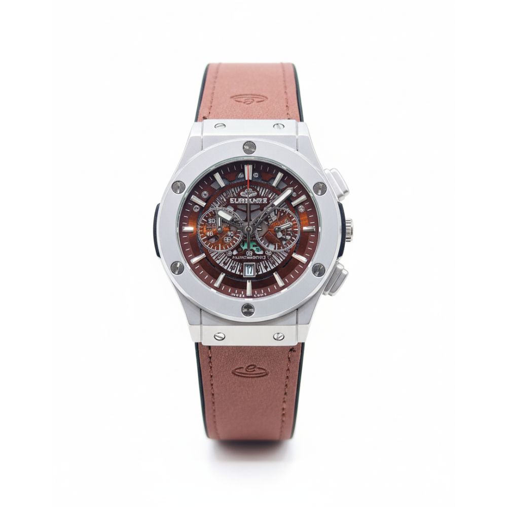 elegence Watch with a brown leather strap