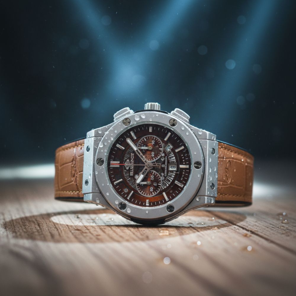 elegence Watch with a brown leather strap