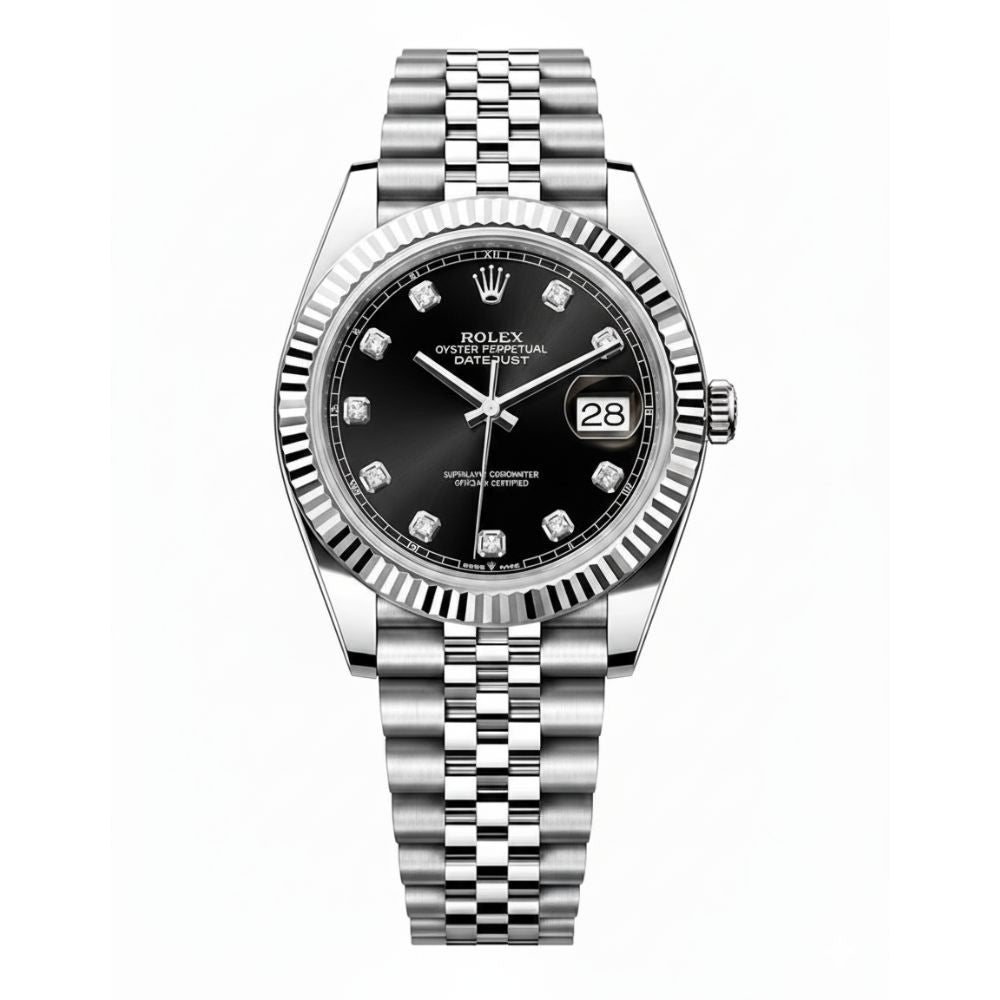 Rolex watch with black dial