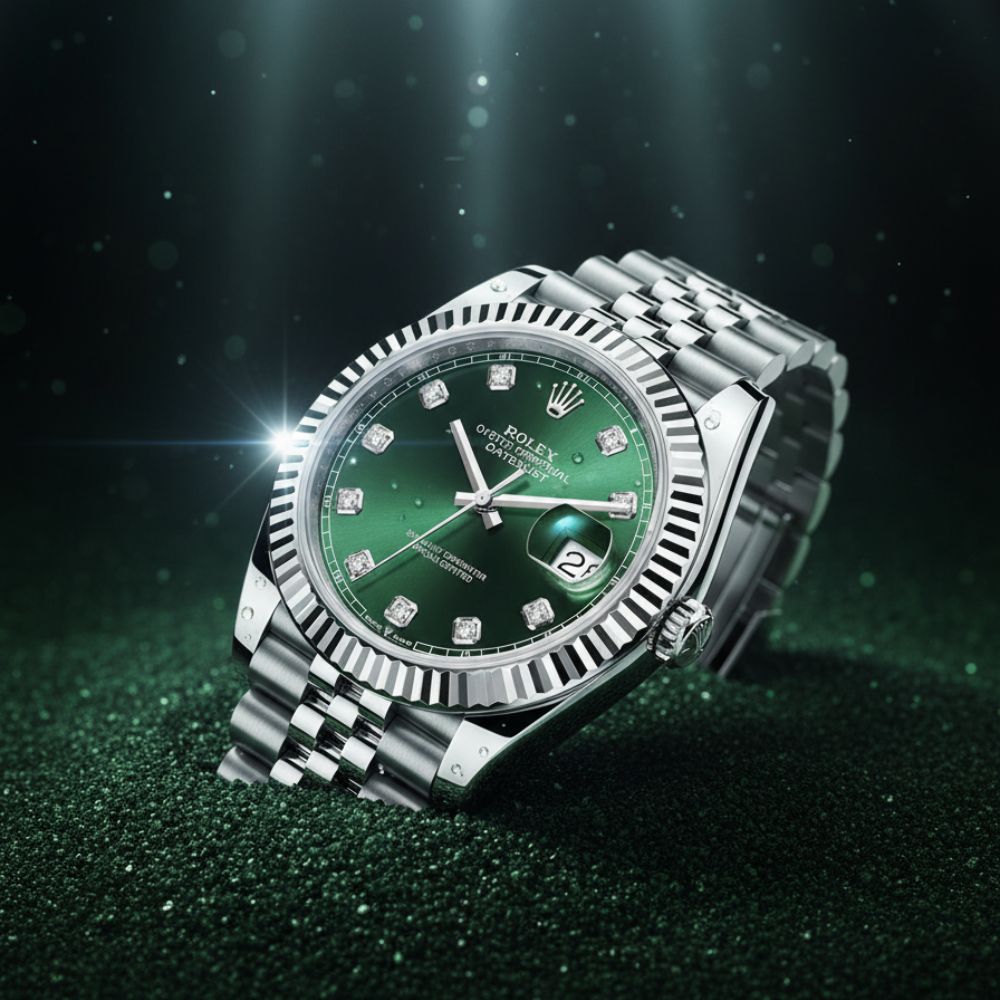 Rolex watch with black dial