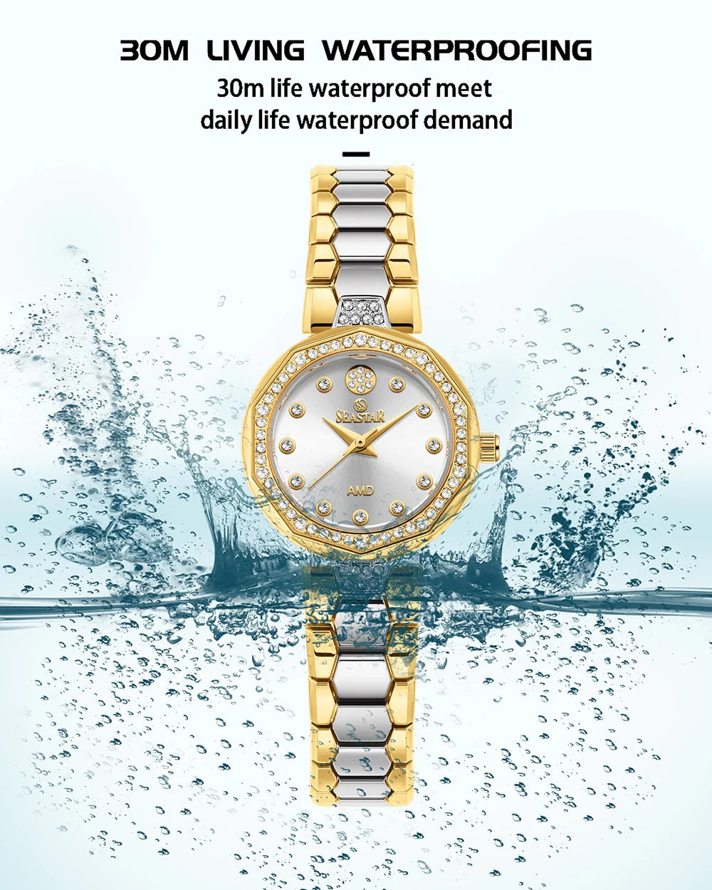 Seastar SS-2427L – Elegant Women's Bracelet Watch with Crystal Accents
