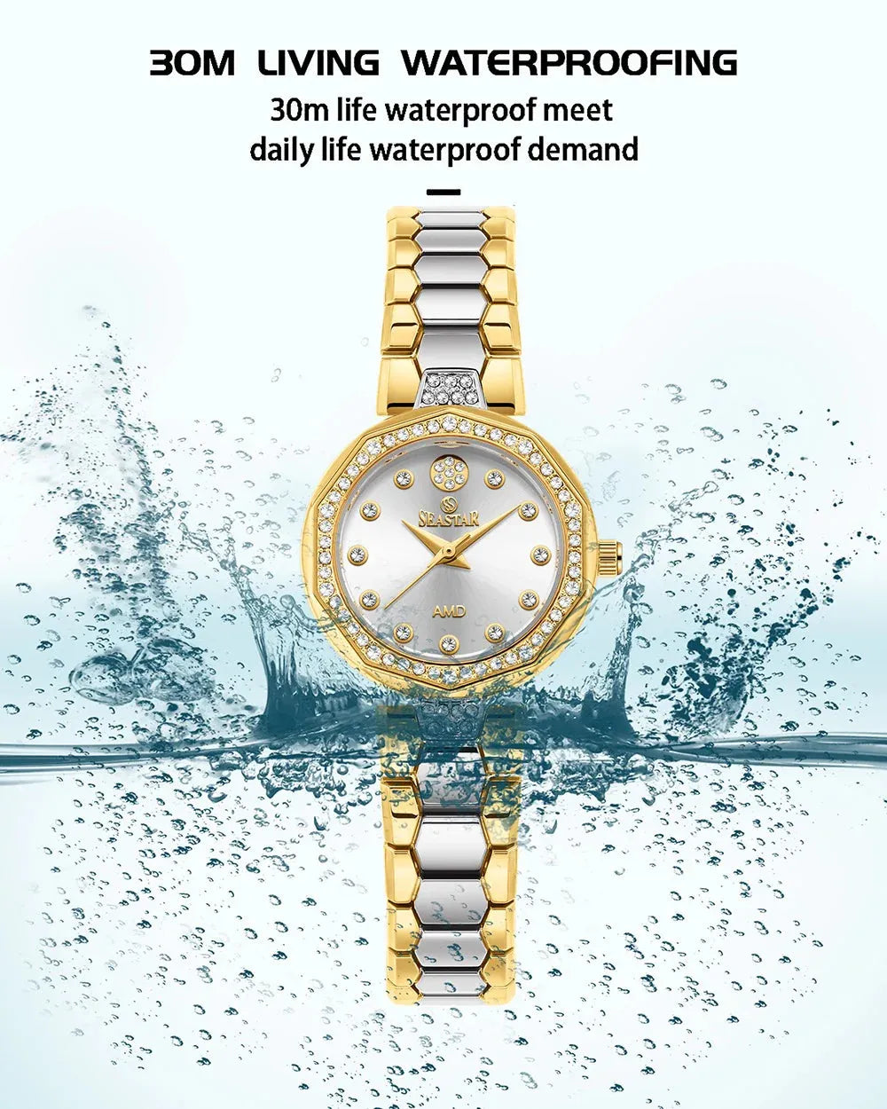 Seastar SS-2427L – Elegant Women's Bracelet Watch with Crystal Accents