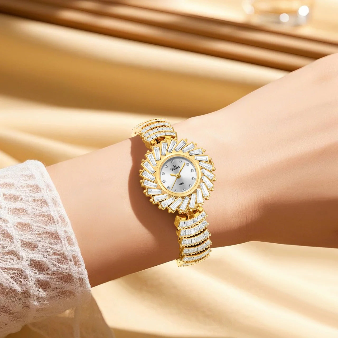 Seastar SS-2440L Women’s Luxury Crystal Flower Dial Watch