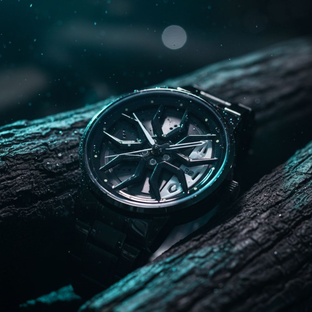 Seastar ferrari wheel watch with black chain