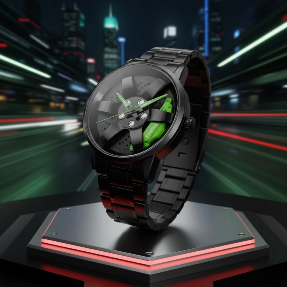 GYRO WHYL - The Alloy Wheel Watch With Rotating Alloy Wheel and Stainless Steel Strap